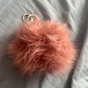 Raccoon fox Pom Pom fur keychain purplish pink